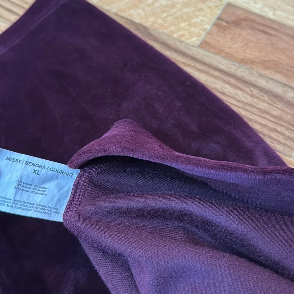 Gloria Vanderbilt Purple Velour Velvet Missy Sweatpants Lounge Pant Sz XL - Picture 9 of 9